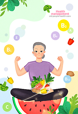 전신 PSD 여자 노년 할머니 채소 과일 일러스트 수박 한명 앉기 건강관리 주먹 영양 노후건강 식습관 영양소 노인여자한명만 식단관리 국내일러스트 1 모션 건강 관리 사람 성인 노후 여자한명만 노인여자만 파일형식