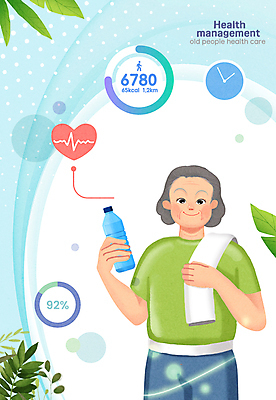 PSD 여자 노년 할머니 잎 일러스트 한명 들기 상반신 물 건강관리 풀 맥박 수분 물병 노후건강 노인여자한명만 만보기 국내일러스트 자연요소 식물 1 의학 모션 건강 관리 사람 성인 노후 물통 여자한명만 노인여자만 파일형식