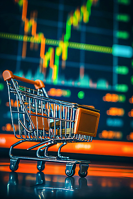 JPG 편집이미지 그래프 사람없음 쇼핑카 시세 오브젝트 고금리 편집실사 AI컴퓨터그래픽 AI콘텐츠 금융 쇼핑 카트 CG 금리 파일형식