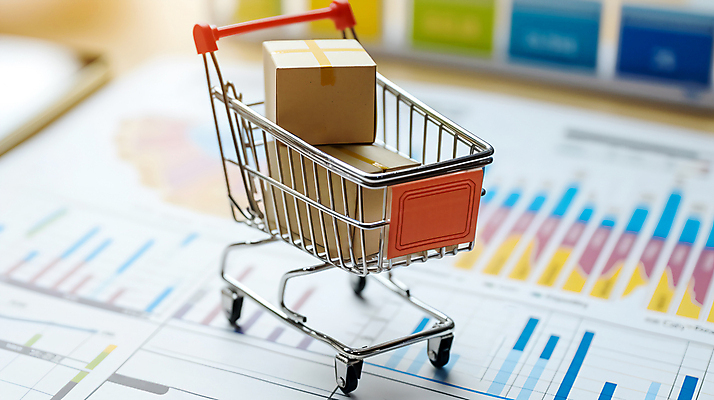 JPG 편집이미지 그래프 사람없음 쇼핑카 시세 오브젝트 택배상자 고금리 편집실사 AI컴퓨터그래픽 AI콘텐츠 금융 쇼핑 상자 카트 CG 택배 금리 파일형식