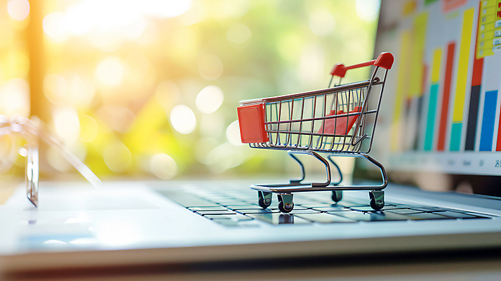 JPG 편집이미지 그래프 사람없음 노트북 쇼핑카 시세 오브젝트 고금리 편집실사 AI컴퓨터그래픽 AI콘텐츠 금융 전자제품 쇼핑 카트 CG 금리 파일형식