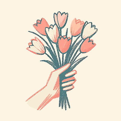 손 꽃 꽃다발 일러스트 들기 신체부위 봄 베이지색 파스텔톤 국내일러스트 AI파일 식물 계절 컬러 모션 사람 파일형식 벡터