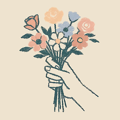 손 꽃 꽃다발 일러스트 들기 신체부위 봄 베이지색 파스텔톤 국내일러스트 AI파일 식물 계절 컬러 모션 사람 파일형식 벡터