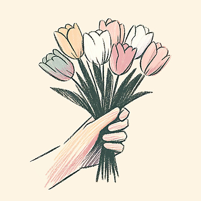 손 꽃 꽃다발 일러스트 들기 신체부위 봄 베이지색 파스텔톤 국내일러스트 AI파일 식물 계절 컬러 모션 사람 파일형식 벡터