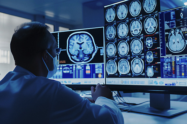 JPG 편집이미지 남자 안경 병원 마스크 한명 상반신 성인 모니터 진료 의사 분석 디지털합성 뇌 성인남자한명만 CT촬영 편집실사 AI인물포토 AI콘텐츠 1 잡화 컨셉 의학 의료기기 사람 컴퓨터 의료진 CG 남자한명만 성인남자만 파일형식 AI포토