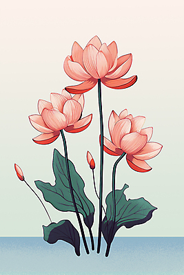 PSD 식물 분홍색 일러스트 연꽃 사람없음 연잎 국내일러스트 꽃 컬러 잎 파일형식