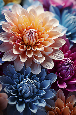 JPG 편집이미지 꽃잎 꽃 근접촬영 사람없음 컬러풀 화려 디지털합성 편집실사 AI포토 AI콘텐츠 식물 뷰포인트 컬러 컨셉 CG 파일형식