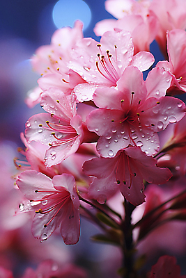 JPG 편집이미지 분홍색 사람없음 봄 화려 개화 진달래 디지털합성 화사함 편집실사 AI포토 AI콘텐츠 계절 꽃 컬러 컨셉 CG 파일형식