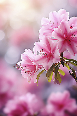 JPG 편집이미지 분홍색 사람없음 봄 화려 개화 진달래 디지털합성 화사함 편집실사 AI포토 AI콘텐츠 계절 꽃 컬러 컨셉 CG 파일형식