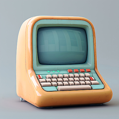 JPG 편집이미지 사람없음 컴퓨터 3D 모니터 회색 키보드 빈티지 오브젝트 복고 편집3D AI컴퓨터그래픽 AI콘텐츠 컬러 컨셉 전자제품 디지털합성 파일형식