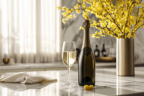 JPG 편집이미지 와인잔 탁자 주류 사람없음 와인 꽃병 알코올 와인병 대리석 편집실사 AI포토 AI콘텐츠 꽃 음료 가구 술잔 재료 병_용기 CG 파일형식