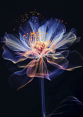 JPG 편집이미지 꽃 사람없음 투명 신비 디지털합성 반투명 홀로그램 몽환 이미지편집 편집실사 AI컴퓨터그래픽 AI콘텐츠 식물 컨셉 CG 파일형식