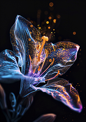 JPG 편집이미지 꽃 사람없음 투명 신비 디지털합성 반투명 홀로그램 몽환 이미지편집 편집실사 AI컴퓨터그래픽 AI콘텐츠 식물 컨셉 CG 파일형식