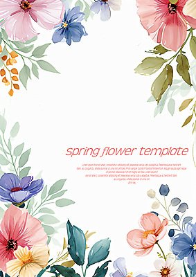 PSD 템플릿 편집 디자인 꽃 잎 자연 수채화 프레임 사람없음 봄 번짐 카피스페이스 이미지템플릿 식물 계절 공백 생태계 파일형식 효과