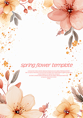 PSD 템플릿 편집 디자인 꽃 잎 자연 수채화 프레임 사람없음 봄 번짐 카피스페이스 이미지템플릿 식물 계절 공백 생태계 파일형식 효과