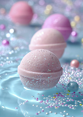 JPG 편집이미지 사람없음 물 위생용품 목욕 원형 오브젝트 입욕제 파스텔톤 편집실사 AI포토 AI콘텐츠 자연요소 도형 컬러 생활용품 청결 CG 파일형식