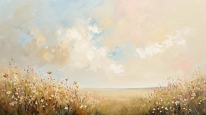 JPG 백그라운드 일러스트 자연 하늘 풍경 사람없음 들꽃 스케치 그림 유화 풍경화 국내일러스트 AI일러스트 AI콘텐츠 꽃 미술 생태계 파일형식