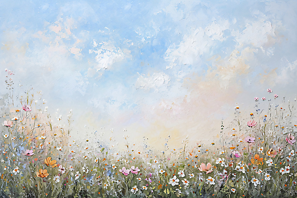 JPG 백그라운드 일러스트 자연 하늘 풍경 사람없음 들꽃 스케치 그림 유화 풍경화 국내일러스트 AI일러스트 AI콘텐츠 꽃 미술 생태계 파일형식