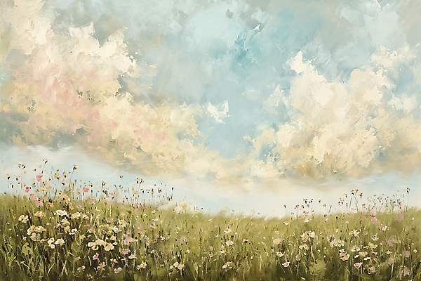 JPG 백그라운드 일러스트 자연 하늘 풍경 사람없음 들꽃 스케치 그림 유화 풍경화 국내일러스트 AI일러스트 AI콘텐츠 꽃 미술 생태계 파일형식