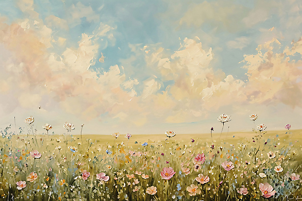 JPG 백그라운드 일러스트 자연 하늘 풍경 사람없음 들꽃 스케치 그림 유화 풍경화 국내일러스트 AI일러스트 AI콘텐츠 꽃 미술 생태계 파일형식