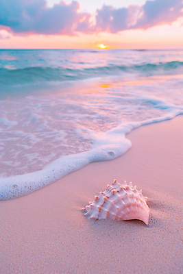 JPG 구름 편집이미지 분홍색 하늘 조개 풍경 해변 사람없음 태양 분위기 휴양지 편집실사 AI포토 AI콘텐츠 자연요소 바다 컬러 컨셉 어패류 장소 CG 파일형식