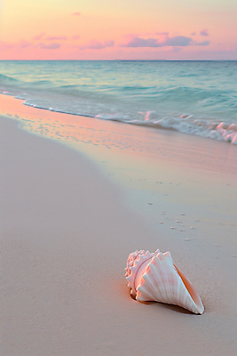 JPG 구름 편집이미지 분홍색 하늘 조개 풍경 해변 사람없음 분위기 휴양지 편집실사 AI포토 AI콘텐츠 자연요소 바다 컬러 컨셉 어패류 장소 CG 파일형식