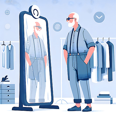 JPG 전신 옷 패션 할아버지 노년 남자 일러스트 한명 취미 실버라이프 쇼핑 선글라스 반사 거울 실버 옷걸이 노인남자한명만 국내일러스트 AI일러스트 AI콘텐츠 1 라이프스타일 안경 사람 성인 남자한명만 노인남자만 파일형식