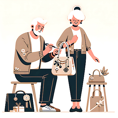 JPG 전신 여자 할아버지 노년 남자 꽃 할머니 의자 가방 일러스트 서기 앉기 취미 두명 장식 실버라이프 귀걸이 실버 꾸미기 노인만 국내일러스트 AI일러스트 AI콘텐츠 식물 라이프스타일 잡화 가구 장신구 모션 사람 성인 성인만 파일형식