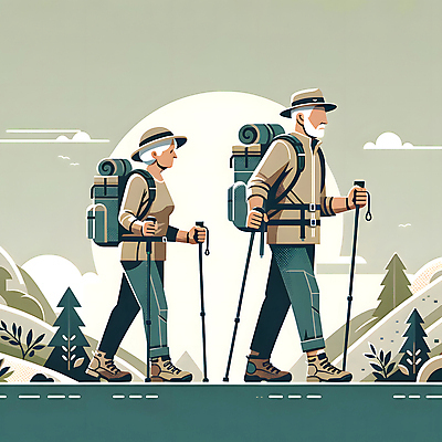JPG 전신 구름 여자 할아버지 노년 남자 할머니 일러스트 배낭 산 취미 두명 실버라이프 하이킹 실버 등산복 등산스틱 노인만 국내일러스트 AI일러스트 AI콘텐츠 자연요소 라이프스타일 옷 가방 레저 사람 성인 등산 등산용품 성인만 파일형식