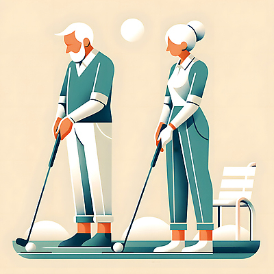 JPG 전신 여자 할아버지 노년 남자 할머니 골프 일러스트 골프공 들기 취미 두명 실버라이프 운동복 골프채 실버 노인만 국내일러스트 AI일러스트 AI콘텐츠 라이프스타일 옷 공 모션 골프용품 사람 성인 구기 성인만 파일형식