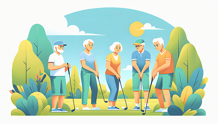 JPG 전신 나무 구름 여자 할아버지 노년 남자 할머니 일러스트 하늘 골프공 잔디 여러명 취미 운동 태양 골프채 활기 노인만 파크골프 국내일러스트 AI일러스트 AI콘텐츠 자연요소 식물 다수 컨셉 골프 공 골프용품 건강 사람 성인 성인만 파일형식