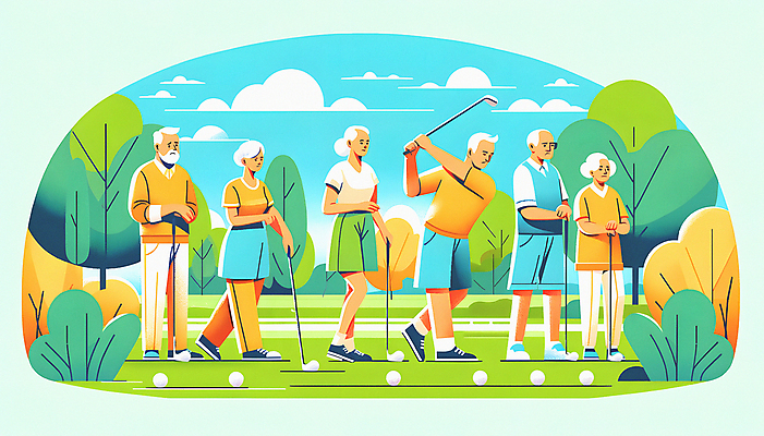 JPG 전신 나무 구름 여자 할아버지 노년 남자 할머니 일러스트 하늘 골프공 잔디 여러명 취미 운동 골프채 활기 노인만 파크골프 국내일러스트 AI일러스트 AI콘텐츠 자연요소 식물 다수 컨셉 골프 공 골프용품 건강 사람 성인 성인만 파일형식