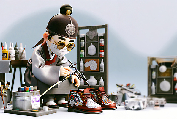 JPG 전신 남자 예술 신발 마스크 한명 성인 취미 3D 작업 그래피티 전통의상 한복 디지털합성 예술가 성인남자한명만 편집3D AI컴퓨터그래픽 AI콘텐츠 1 한국전통 전통 사람 낙서 그림 남자한명만 성인남자만 파일형식