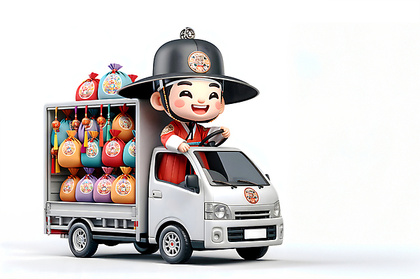 JPG 전신 편집이미지 남자 복주머니 한명 성인 취미 3D 운전 트럭 전통의상 한복 배송 디지털합성 성인남자한명만 편집소스 탑차 편집3D AI컴퓨터그래픽 AI콘텐츠 1 한국전통 전통 모션 자동차 전통소품 사람 남자한명만 성인남자만 파일형식