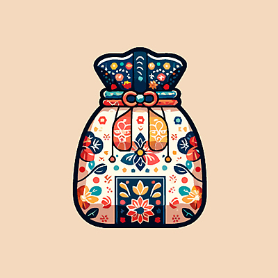 한국전통 문양 일러스트 새해 복주머니 선물 사람없음 설날 전통문양 국내일러스트 AI파일 전통 명절 전통소품 한국 파일형식 벡터