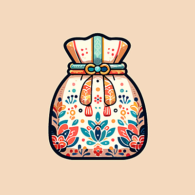 한국전통 문양 일러스트 새해 복주머니 선물 사람없음 설날 전통문양 국내일러스트 AI파일 전통 명절 전통소품 한국 파일형식 벡터