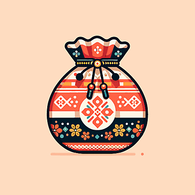 한국전통 문양 일러스트 새해 복주머니 선물 사람없음 설날 전통문양 국내일러스트 AI파일 전통 명절 전통소품 한국 파일형식 벡터