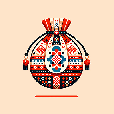 한국전통 문양 일러스트 새해 복주머니 선물 사람없음 설날 전통문양 국내일러스트 AI파일 전통 명절 전통소품 한국 파일형식 벡터