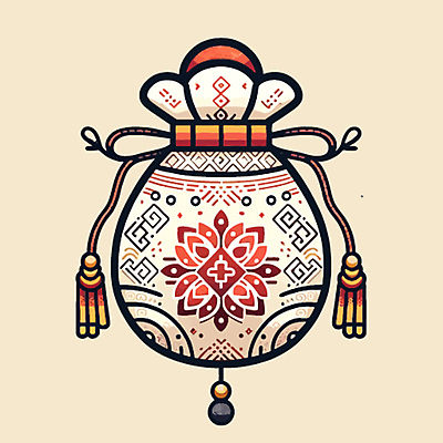 한국전통 문양 일러스트 새해 복주머니 선물 사람없음 설날 전통문양 국내일러스트 AI파일 전통 명절 전통소품 한국 파일형식 벡터