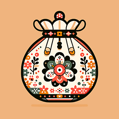 한국전통 문양 일러스트 새해 복주머니 선물 사람없음 설날 전통문양 국내일러스트 AI파일 전통 명절 전통소품 한국 파일형식 벡터