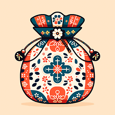 한국전통 문양 일러스트 새해 복주머니 선물 사람없음 설날 전통문양 국내일러스트 AI파일 전통 명절 전통소품 한국 파일형식 벡터