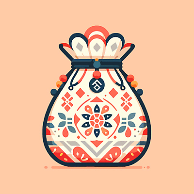 한국전통 문양 일러스트 새해 복주머니 선물 사람없음 설날 전통문양 국내일러스트 AI파일 전통 명절 전통소품 한국 파일형식 벡터