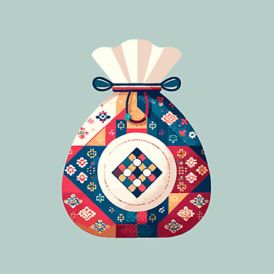 한국전통 문양 일러스트 새해 복주머니 선물 사람없음 설날 전통문양 국내일러스트 AI파일 전통 명절 전통소품 한국 파일형식 벡터