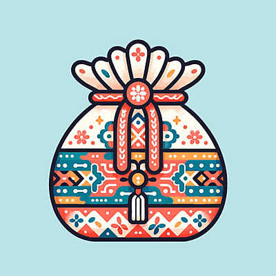 한국전통 문양 일러스트 새해 복주머니 선물 사람없음 설날 전통문양 국내일러스트 AI파일 전통 명절 전통소품 한국 파일형식 벡터