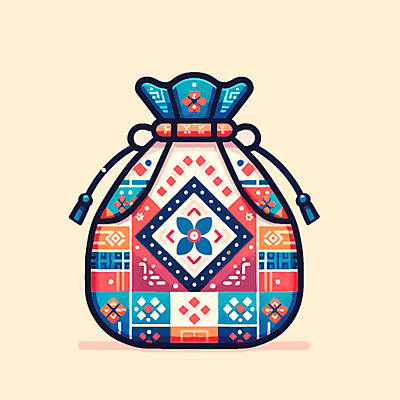 한국전통 문양 일러스트 새해 복주머니 선물 사람없음 설날 전통문양 국내일러스트 AI파일 전통 명절 전통소품 한국 파일형식 벡터