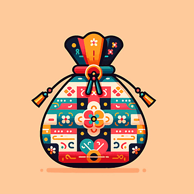 한국전통 문양 일러스트 새해 복주머니 선물 사람없음 설날 전통문양 국내일러스트 AI파일 전통 명절 전통소품 한국 파일형식 벡터