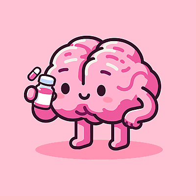 캐릭터 분홍색 일러스트 의학 건강 사람없음 치료 알약 약 건강관리 약병 뇌 예방 영양제 디톡스 도파민 일러캐릭터 AI파일 컬러 관리 병_담는 파일형식 벡터