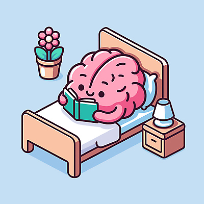 캐릭터 꽃 화분 분홍색 하늘색 일러스트 휴식 취미 사람없음 책 독서 침대 편안함 뇌 디톡스 수면등 도파민 일러캐릭터 AI파일 식물 컬러 가구 컨셉 조명 건강 파란색 감각 파일형식 벡터