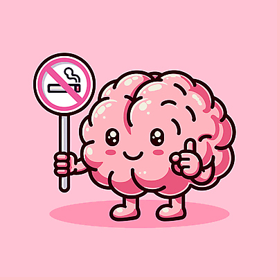 캐릭터 캠페인 분홍색 일러스트 안내 건강 사람없음 금지 뇌 예방 금연 금연표지판 디톡스 도파민 일러캐릭터 AI파일 컬러 표지판 사회이슈 파일형식 벡터