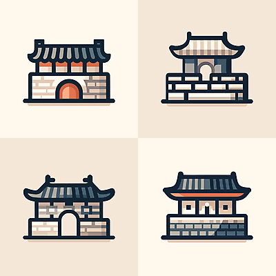 아이콘 한국전통 한국건축 한옥 사람없음 궁전 단순화된 2D아이콘 AI파일 전통 건축 고건축 한국 파일형식 벡터